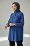 Women's Shirt with Stylish Collar, Elastic Sleeves and Buttons - 2