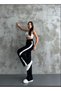 High Waist Elastic Palazzo Cut Comfortable Sweatpants with Stripe Detail