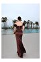 Eh Collection Rose Appliqued Satin Evening Dress - 5