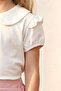 Girl's Top and Bottom Set Summer Collar Detailed Shorts with Skirt Light Pink - 4