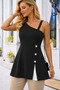 Women's Single Shoulder Strap Striped Buttoned Summer Viscose Blouse - 2