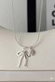 Pinterest Princess Italian Chain Steel Necklace with Bow Ribbon Pink Heart Detail - 5