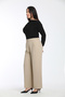 Front Button and Pleated Detail Palazzo Plus Size Women's Trousers - 5