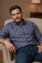 İnterview Goias Buttoned Collar 100% Cotton Plaid Pattern Burgundy-Blue Shirt - 5