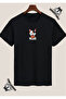 Cat Special Design Printed Black T-Shirt