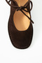 Ulya Women's Lace-Up Elastic Genuine Leather Ballerinas Brown Suede - 5