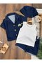 4-Piece Summer Baby Boy-Child Set with Denim Lycra Hat, Car Toy, Athlete and Badili - 2