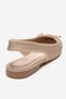Zelvia Beige Satin Bow Open Back Women's Ballerina Shoes - 5
