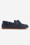 Stevo Denim Blue Suede Genuine Leather Perforated Lace-Up Women's Loafer Shoes - 4