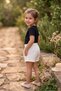Girl's Black Combed Cotton T-Shirt-White Muslin Fabric Shorts Set - 2