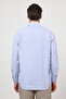 Blue-White Buttoned Collar Long Sleeve Pocket Striped Pattern Comfort Fit Cotton Shirt 1004260224 - 5