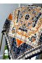 Navy Blue Ethnic Patterned Shawl 90*90 - 2