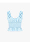 Cotton Pcs Slim Fit Short Balloon Sleeve Tie-Detail Cropped Blouse - 4