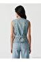 Sparkling Choices from Shining Store Women's Jean Vest with Zero Roba Collar Belt - 3