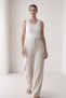 Stone-Colored 100% Linen Relaxed Fit Trousers with Pocket Detail - 3