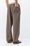 Belt detailed oversize linen trousers mink - 6