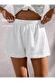 Women's White Woven Muslin Fabric Comfortable Fit Shorts