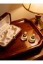 Women's Gold Steel Vintage Milk White Acrylic Detailed Earrings - Retro Elegance Series - 2