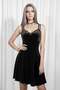 Black Lace Collar Bow Gothic Velvet Dress - 4