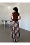 Geometric patterned satin skirt - khaki - 2