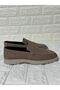 Beige Nubuck Leather Men's Loafer Shoes - 8