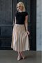 Beige Pleated Midi Length Women's Skirt Sh374 - 2