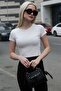 White Basic Women's T-Shirt / Fitted Cut Sh373 - 5