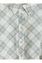 Lcwaikiki Classic White Shirt Collar Plaid Waist Belted Dress - 6