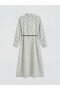 Lcwaikiki Classic White Shirt Collar Plaid Waist Belted Dress - 5