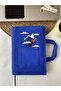SAKS BLUE قماش مقاوم للبقع مع جيب أمامي. حقيبة حماية للكتب مقاس 17×24 سم. مقسم إلى أقسام للقلم والعلامات.