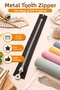 35 cm Metal Zipper with Teeth – Star Tip, Black, Bag & for Craft Projects