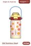 360 ml Children's Thermos Single Lid Dual Use Stainless Steel Thermos with Straw and Comfortable Drinking Handle 1104-3