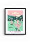 Black Wooden Framed Retro Painting - Cactus Desert Landscape |   Huhu2383 - Single Table Black Frame - 2
