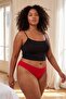 Black-Red-Tan 3-Pack Cotton Pcs Lace Detailed Thong Knitted Panties Tbbss26Cm00026 - 3