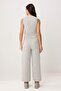 Gri Melanj Düz Wide Leg Kısa Geniş Paça Yumuşak Örme Alt - Üst Takım TWOSS26AU00163 - 4
