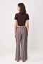 Kahverengi Dar Kalıp Beli Lastikli Renkli Çizgili Wide Leg/Geniş Paça Pantolon TWOSS26PL00154 - 5