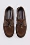 Kahverengi Süet Kalp Charm Detaylı Kadın Loafer TAKSS26LA00008 - 2