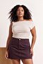 Stone Asymmetric Collar Detailed Sandy Knitted Plus Size Blouse Tbbss26Af00067 - 2