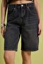 Anthracite 100% Cotton High Waist Denim Bermuda Shorts Twoss26Sr00106 - 3