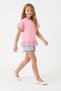 Pembe Kız Çocuk %100 Pamuk Brode Detaylı Kısa Kol Örme T-Shirt/Bluz TKDSS24TS00008 - 2