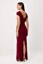 Bordo Straplez Shift/Düz Kesim Maxi Örme Abiye & Mezuniyet Elbisesi TPRSS26AE00126 - 5
