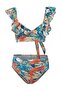 Floral Pattern V-Neck Covered High Waist Regular Bikini Set Tbess26Bt00187 - 5