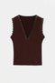 Brown V-Neck Strappy Lace Detailed Lycra Blouse Tdrss26Bz00051 - 5