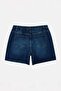 Koyu Mavi Yüksek Lastikli Bel City Boy %100 Pamuk Non-Stretch Büyük Beden Denim Şort TBBSS26AP00017 - 7