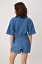 Mavi Gömlek Yaka Denim Tulum TWOSS26TU00017 - 5