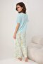 Açık Mavi %100 Pamuklu Çiçekli Örme Pijama Takımı THMSS25PT00061 - 4