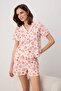 Ecru-Pink 100% Cotton Cake and Heart Patterned Knitted Pajamas Set Thmss26Pt00168 - 2