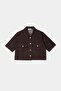 Brown Shirt Collar Front Buttoned Crop Seasonal Slim Jacket Tdrss26Ce00016