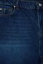Koyu Mavi Yüksek Lastikli Bel City Boy %100 Pamuk Non-Stretch Büyük Beden Denim Şort TBBSS26AP00017 - 6
