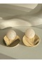 Minimal Stone Detailed Elegant Metal Women's Earrings (3cm) with Brown and White Color Options - 4